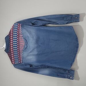 Women's Long Sleeve Double Pocket Slim Jeans Shirt